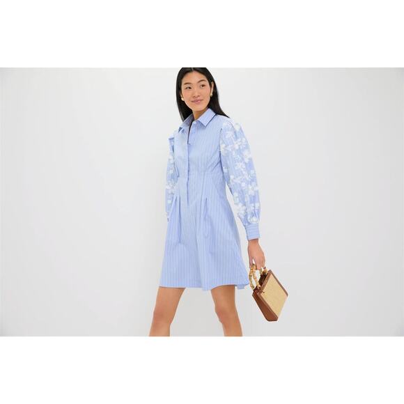 TUCKERNUCK Blue Stripe Embroidery Mini Corinne Dress Size XL NWT - Picture 5 of 8